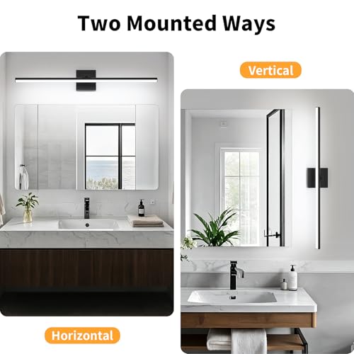 LED Bathroom Vanity Light, Modern Bathroom Light Fixture Over Mirror (Cool White 6000K), Vanity Light Bar with Angle Adjustable, 32 Inch, Black - color: Black-Cool White, size: 32 inch