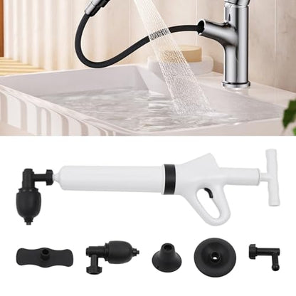 Air Plunger for Toilet,Toilet Plunger, Drain Plumb Plunger,Power Plunger,High Pressure with Detachable Assembly Heads for Plugging Toilets,Kitchens,Bathrooms (White)