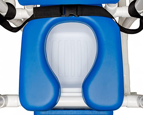 Institutional Grade Reclining Shower Commode Chair with Wheels – Padded Seat, Adjustable Backrest, Locking Casters, Footrest, Commode Pail – 325 lb Capacity | RCL-1
