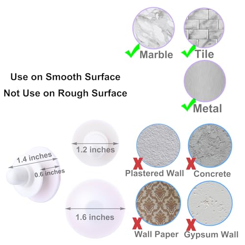 Magnetic Shower Curtain Clips, Nail-Free Sealant Glue Splash Guard Clips, Keep Curtain Liner Closed to Wall, Stop Liner from Billowing, Prevent Water Off Floor, White, Pack of 8