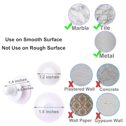 Magnetic Shower Curtain Clips, Nail-Free Sealant Glue Splash Guard Clips, Keep Curtain Liner Closed to Wall, Stop Liner from Billowing, Prevent Water Off Floor, White, Pack of 8