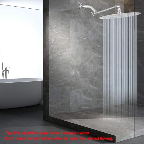 NearMoon Rain Shower Head with 11'' Adjustable Arm, High Pressure Stainless Steel Rainfall Shower, Ultra-Thin Design- Pressure Boosting (12 Inch, Nickel) - color: Nickel, size: 12 Inch