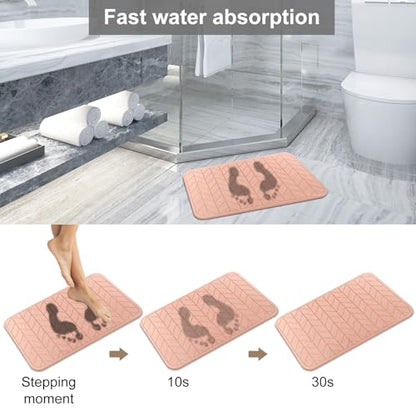 JUERLEN 2 Pack Diatomaceous Earth Shower Mat, Stone Bath Mat, Nonslip Super Absorbent Fast-Drying Hard Bath Mat for Bathroom Shower Floor, 24 x 16 inch, Pink Arrow Design - color: Pink