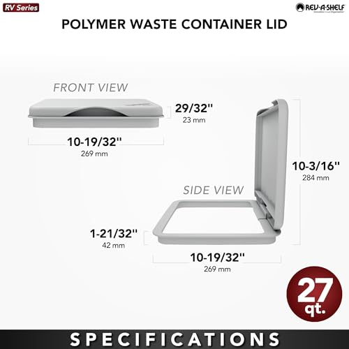 Rev-A-Shelf 27 Qt Under Sink Garbage Can Lid for Base Kitchen and Bathroom Cabinet, Replacement Plastic Trash Bin Lid Only, White, RV-1024-LID-1 - color: White, size: 27 QT