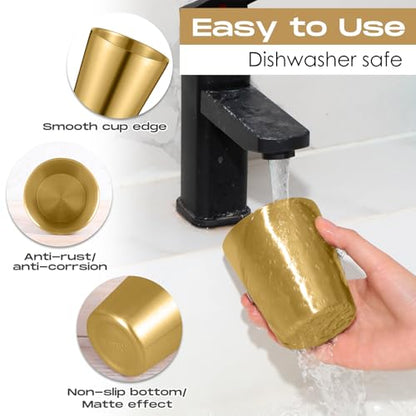 Mimorou 8 Pack Stainless Steel Insulated Cup 8.8 oz Metal Tumbler Double Wall Vacuum Water Glasses Camping Reusable Mugs BBQ Home Office Party Coffee(Gold) - color: Gold, size: 8.8 oz