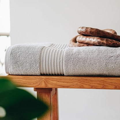 Milara Plush Turkish Cotton Bath Sheet, Silver Gray, 700 GSM, 35x70 in | Oversized 35x70in | 700 GSM Turkish Combed Cotton | Air-Spun Construction for a Plush Feel | OEKO-TEX® Standard 100 Certified - color: Silver Gray, size: Bath Sheet (1 Pcs) - 35" x 7