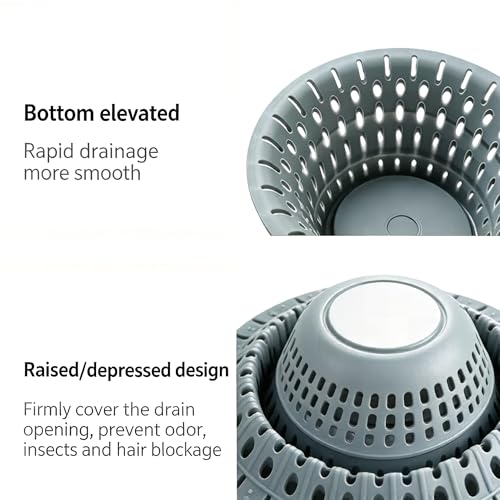 2 Pack Silicone Drain Hair Catcher - Collapsible Bathtub Shower Cover, Anti-Clog Protector for Flat & Regular Drains,Gray - color: Gray