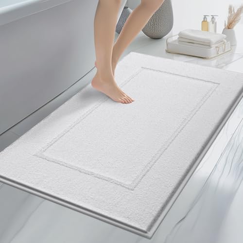 anllugs Bathroom Rugs, 30" x 46" Soft Bath Rugs, White | Non-Slip, Super Absorbent, Machine Washable, Quick Dry, Bath Mats for Shower and Bathtub, TPR Backing - color: White, size: 30" X 46"