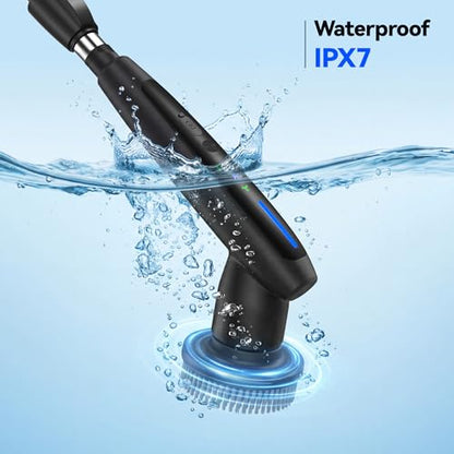 Electric Cleaning Brush - 10-in-1 IPX7 Full Waterproof Electric Spin Scrubber with LED Display, Gravity Sensing Dual Speed Adjustment, Suitable for Bathrooms, Kitchens, Sinks, Tiles, Cars