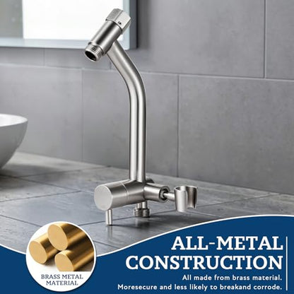 G-Promise Metal Shower Diverter with Low Handheld Holder (Brushed Nickel) | 6 Inch Downward-Extend Bracket for All Heights, 4 Spray Modes with Pause Mode, Anti-Leak, Easy Install, Universal Replacement - color: Brushed Nickel, size: Lower 6 Inch