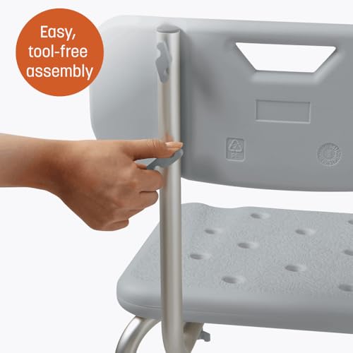 Caring Bath Chair for Seniors, Shower Seat with Removable Backrest, Suction Feet, Non-Slip Adjustable Height Shower Bench for Elderly, Disabled, 350 lb Weight Capacity, Bathroom Stool for Tub & Shower - size: Removable Backrest