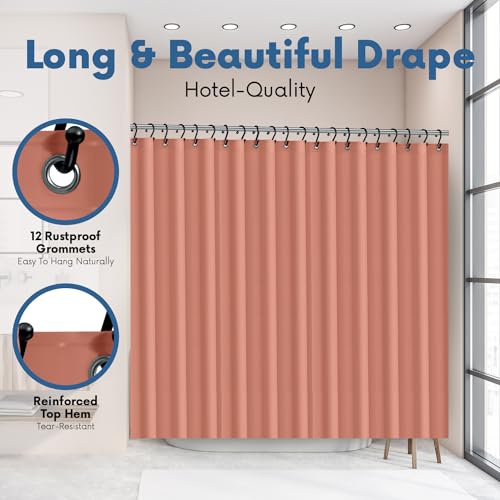 No Smell Shower Curtain Liner 72x72 Peach - PEVA Plastic Shower Curtain for Bathroom, PVC-Free Waterproof Peach Shower Liner with Metal Grommets and Magnet-Weighted Bottom Hem - Washable Liner - color: Peach