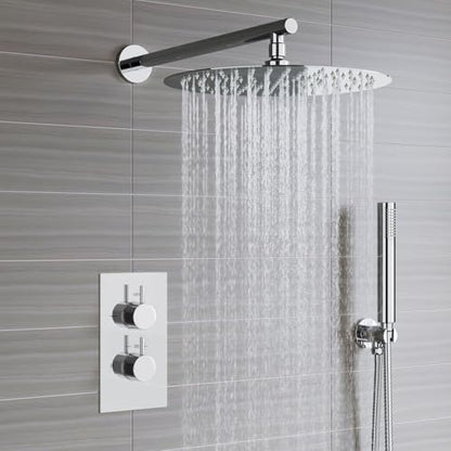Voolan 15" Round Shower Arm with Flange and Teflon Tape, Extension Shower Head Arm for Bathroom Fixed Shower Head, Solid Stainless Steel, Wall Mounted (Chrome) - color: Chrome, style: 15 Inch