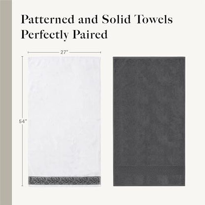 Modern Threads 600 GSM 6-Piece Towel Set with Filgree Jacquard Border Charcoal - color: Grey, style: Jacquard Border