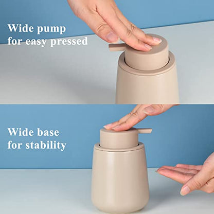 BosilunLife Ceramic Soap Dispenser - Dish Soap Dispenser for Bathroom 12Oz | Refillable Liquid Hand Wash Dispenser for Essential Oil, Lotion Soap, Khaki - color: Khaki