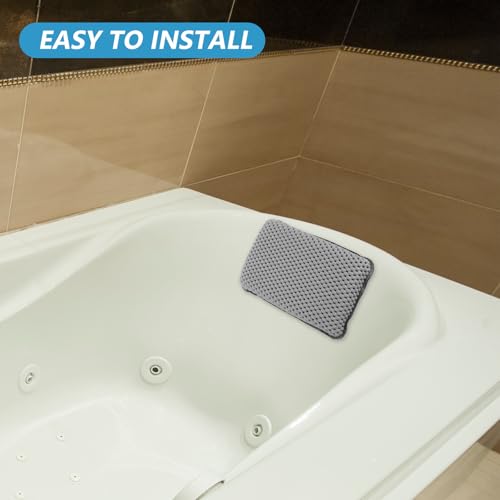 Suction Cup Bathtub Pillow - Bath Pillow with 8 Strong Suction Cups - Anti-Slip Head Support Spa Cushion for Bathtub, Hot Tub