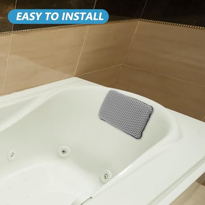 Suction Cup Bathtub Pillow - Bath Pillow with 8 Strong Suction Cups - Anti-Slip Head Support Spa Cushion for Bathtub, Hot Tub