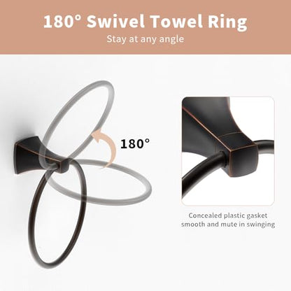 Hand Towel Holder for Bathroom Oil Rubbed Bronze Towel Ring Stainless Steel and Zinc Alloy Towel Hanger Wall Mount for Bath, Kitchen - color: Oil Rubbed Bronze
