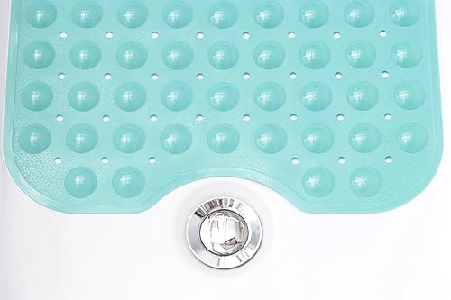 Extra-Long Non-Slip Bathtub & Shower Mat 39”x16” (Smooth/Non-Textured Tubs Only) Safe, Clean, Machine-Washable, Superior Grip&Drainage, Vinyl, Opaque Aqua/Blue-Green - color: Opaque Aqua (Blue-green), size: 39" x 16" (Rectangular)