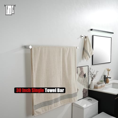 JQK Bath Towel Bar Chrome, 32.5 Inch 304 Stainless Steel Thicken 0.8mm 2 Pieces Towel Rack Bathroom Wall Mount, Useable Length 30 Inch, TB610L30-CH - color: Polished Steel, size: 32.5 Inch