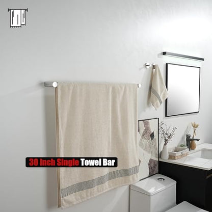 JQK Bath Towel Bar Chrome, 32.5 Inch 304 Stainless Steel Thicken 0.8mm 2 Pieces Towel Rack Bathroom Wall Mount, Useable Length 30 Inch, TB610L30-CH - color: Polished Steel, size: 32.5 Inch