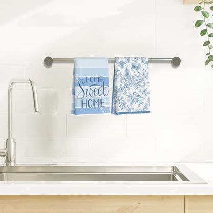 ZHAMEN Blue Floral Kitchen Towel Soft Absorbent Hand Tea Towels Set of 2 - color: Multi 1575