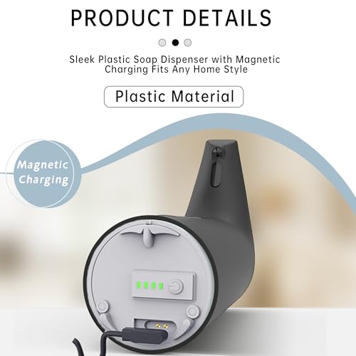 Automatic Liquid Soap Dispenser, 4-Level,Rechargeable | Plastic,13.5oz/400ml Black Touchless Electric Hand & Dish Countertop Soap Dispensers with Sensor for Bathroom,Kitchen Sink - color: Black, style: Rechargeable