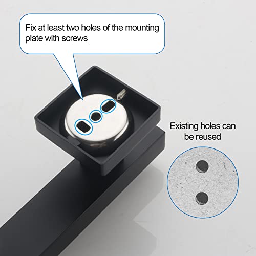 Bathroom Shower Slide Bar, Adjustable Handheld Shower Holder Wall Mount Shower Bar Stainless Steel, Matte Black Square Slide Bar - color: Matte Black