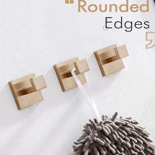 KOKOSIRI Robe Hooks for Wall Bathroom Towel Hooks Coat Hook Kitchen Garage Heavy Duty Wall Mounted Champagne Bronze Stainless Steel, 3 Pack B1010CPG-P3 - color: Champagne Bronze, size: 3 Pack