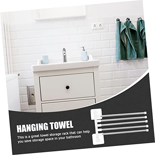 Operitacx Rotatable Bar Stainless Steel Towel Mounted Holder Punch Installation Resistant Kitchen Bathroom Storage Shelf for Towels