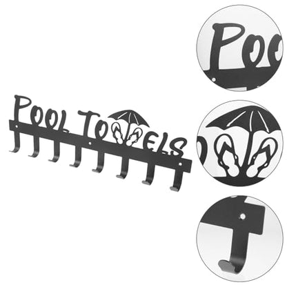 Cabilock Wall-Mounted Iron Towel Rack and Coat Hooks Black Metal Rack with Multiple Hooks for Bathroom and Entryway Storage