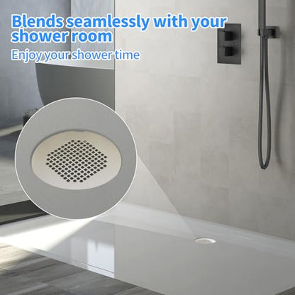Shower Drain Cover, Drain Hair Catcher Snap-in Replacement Strainer | Brushed Silver Round Grate, Drain Protector Designed for 4.25" OD Standard Round Shower Drains - color: Brushed Silver