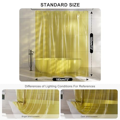 AmazerBath Yellow Shower Curtain Liner Heavy Duty, 100% EVA Clear Shower Curtain and Liner 2-in-1, 72x72 Luxury Plastic Weighted Bathroom Shower Liner, 12 Rustproof Grommets & 3 Heavyweight Stones - color: Rainbow Lemon, size: 72"W x 72"L (Pack of 1)
