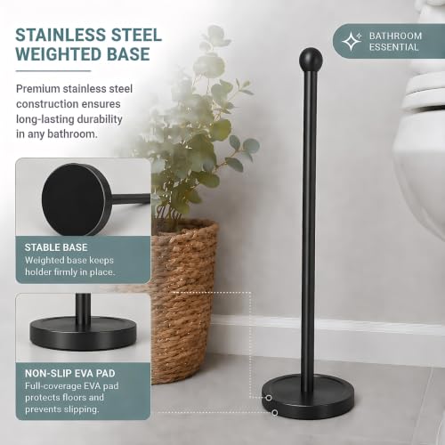 Songtec Toilet Paper Holder Stand, Black Floor Standing Tisse Roll Holder with Reserve for 4 Rolls, Compact Design Bathroom Toilet Paper Storage - Black - color: Black