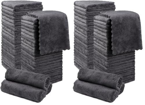 Orighty Washcloths 96 Pack, Ultra Soft Face Cloths 12 x 12 inch, Absorbent & Quick Drying Coral Velvet Washcloth Bulk, Multi-Purpose Face Cloth for Household, Cleansing and Sport (Grey) - color: Grey, size: 96 Pack Washcloths