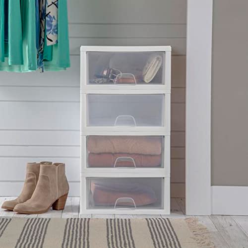 Sterilite Stacking Drawer Storage Organizer for Clothes, 16 Quart, 24-Pack | White Frame, Stackable Modular Clear Plastic Drawers & Containers for Clothing, Accessories, Craft Supplies, Shoes or Linens - size: 16 Quart, style: 24 Pack