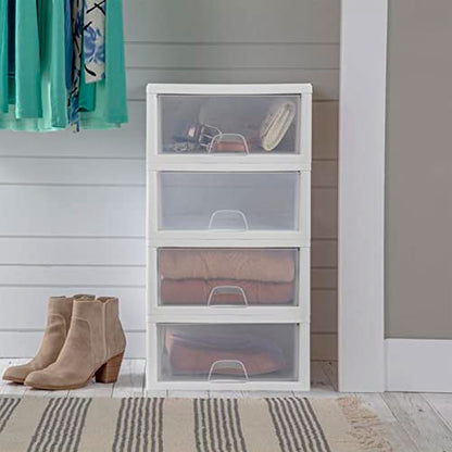 Sterilite Stacking Drawer Storage Organizer for Clothes, 16 Quart, 24-Pack | White Frame, Stackable Modular Clear Plastic Drawers & Containers for Clothing, Accessories, Craft Supplies, Shoes or Linens - size: 16 Quart, style: 24 Pack