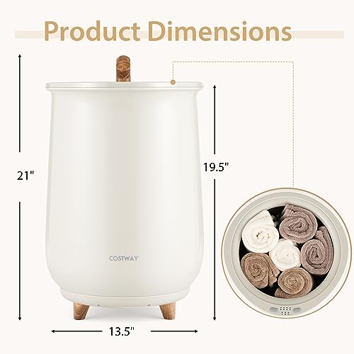 COSTWAY Bucket Style Towel Warmer, 23L Towel Warmer with 4 Heating Time & 3 Heating Temperature, Overheat Protection System, Fragrant Disc Holder, Towel Warmer for Bathroom, Hot Tub, Spa (Light Grey) - color: Light Grey