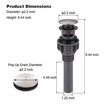Bathroom Sink Stopper, Pop Up Drain Stopper for Bathroom Sink with Overflow, Built-in Anti-Clogging Strainer, Brushed Nickel - color: Brushed Nickel, style: Style A: pop up drain