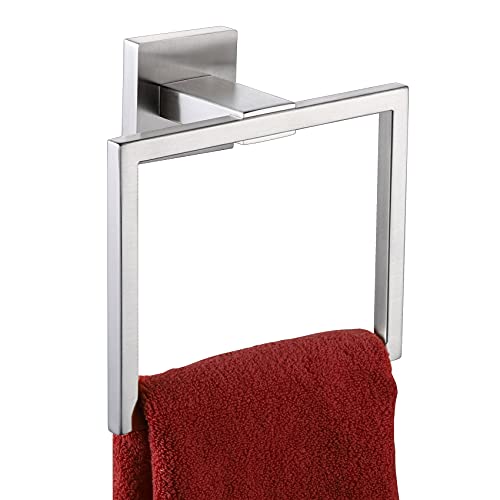 KOKOSIRI Bath Towel Ring Towel Hanger Bathroom Towel Holder Towel Rack Wall Mounted Stainless Steel Contemporary Style, Brushed Steel, B3004BR - color: Brushed Nickel, size: 1 Pack