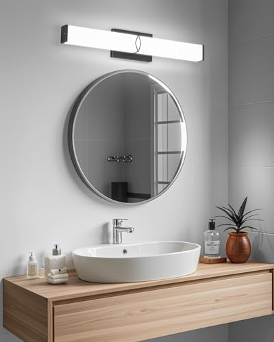 LED Bathroom Vanity Light,24inch Dimmable,25W 2700LM,5700K,ETL,BK | Integrated LED Modern Bathroom Light Fixtures,Matte Black Vanity Lighting Fixture Over Mirror,Wall Lights,ETL Certified - color: 5700K, size: 24in-5700k