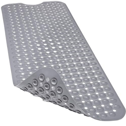 Bathtub and Shower Mats, 40x16 Inch Extra Large Non Slip Soft Bath Tub Mat with Suction Cups and Drain Holes for Bathroom Floor and Keep Tubs Clean, Machine Washable, Gray - color: Gray