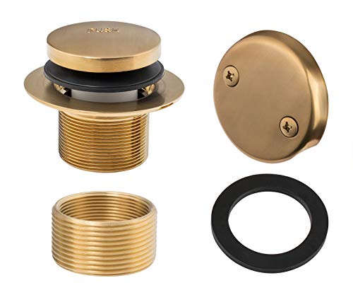Tip-Toe Bathtub Drains Trim Set with Two-Hole Overflow Faceplate, Replacement Bath Drain Trim Kit with 2-Hole Overflow Faceplate and Universal Fine/Coarse Thread (Brushed Gold) - color: Brushed Gold