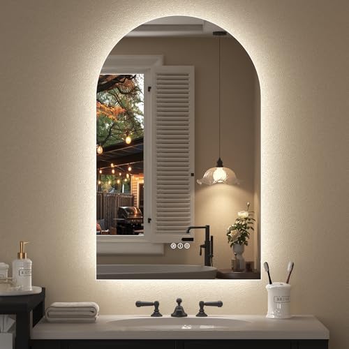20x32 Inch Backlit Arched LED Bathroom Mirror | Dimmable, Anti-Fog, 3 Colors, Shatter-Proof, Memory Function, ETL Listed, Lighted Vanity Mirror for Wall - color: Arched, size: 32"L x 20"W