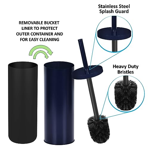 Deep & Sturdy Toilet Bowl Brush with Holder - Durable Scrubbing - Toilet Cleaners - Household Essentials - Bathroom Cleaner - Cleaning Supplies - Household Supplies, Matte Navy - color: Matte Navy Reese