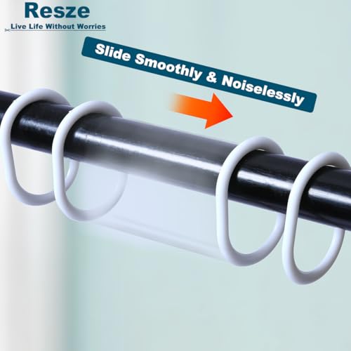 Resze 24 PCS Shower Curtain Rings,Plastic White Shower Curtain Hooks,C-Shaped Rings Hook Hanger Bathroom Shower Window Rod - color: White, size: 24PC