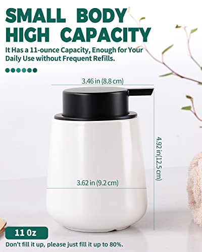 BosilunLife Ceramic Soap Dispenser - Dish Soap Dispenser for Bathroom 12Oz | Refillable Liquid Hand Wash Dispenser for Essential Oil, Lotion Soap, Matte White - color: Matte White