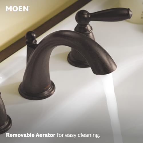 Moen Brantford Oil-Rubbed Bronze Two-Handle Widespread Bathroom Sink Faucet for 3-Hole Setups with Valve Included, TV6620ORB