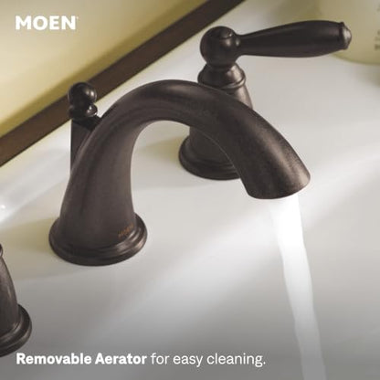 Moen Brantford Oil-Rubbed Bronze Two-Handle Widespread Bathroom Sink Faucet for 3-Hole Setups with Valve Included, TV6620ORB
