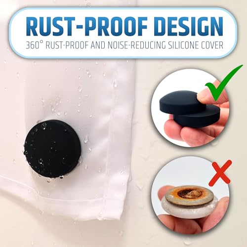 Powerful Anti-Billowing Magnetic Shower Curtain Weights for Splash-Free Bath Experience - 360° Silicone Wrapped - Will Never Rust - Heavy Magnets Prevent Curtain Liners from Blowing | 4 Pairs | Black - color: Black, size: 4 Standard Pairs